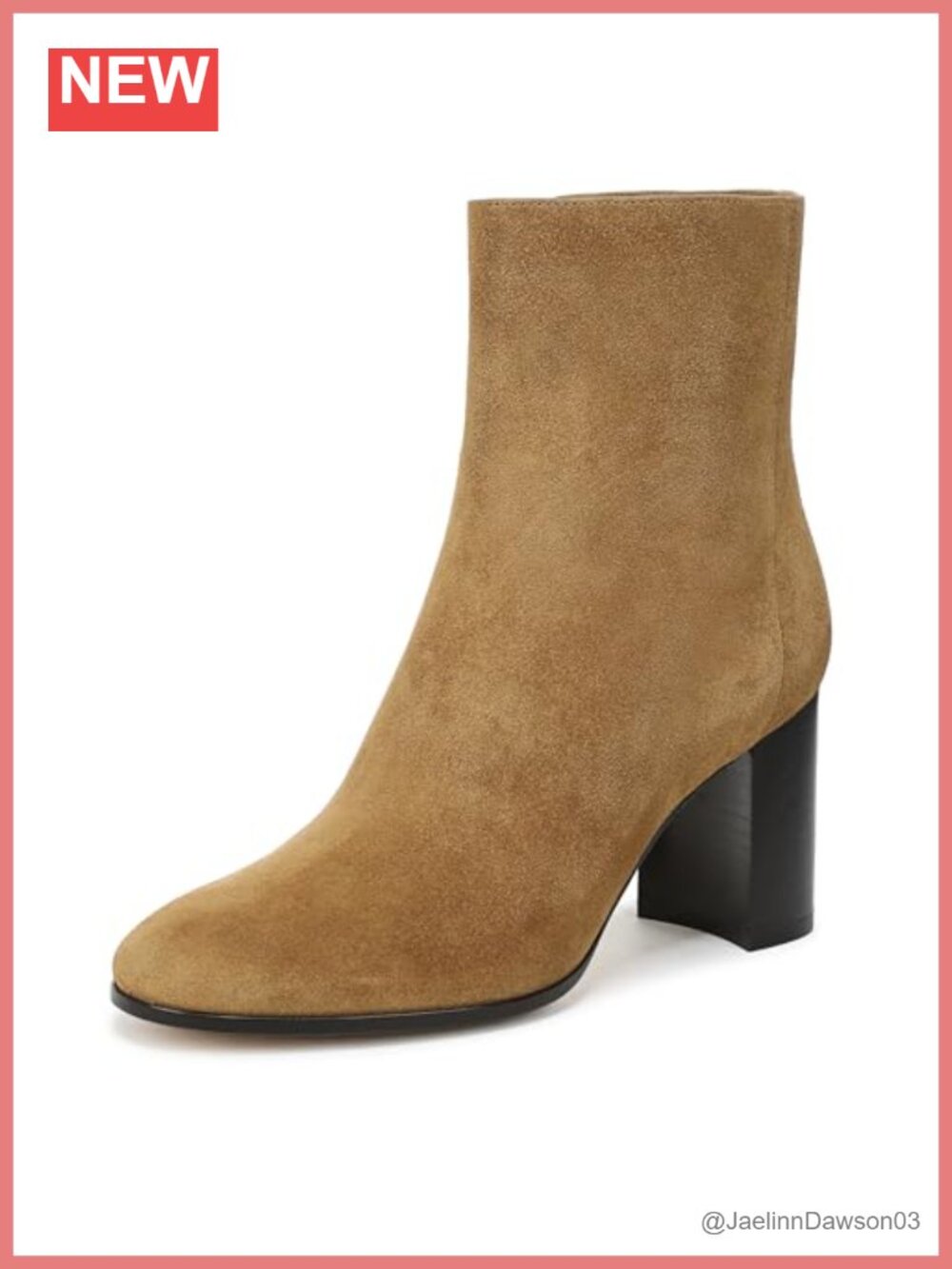 Vince Elora Zip Suede Ankle Booties Block Heel Leather Lining